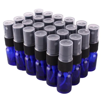 24pcs 5ml Kobalt Modro Steklo Spray Steklenico w/ Black Fine Megle Škropilnica eterično olje steklenice prazne kozmetični posode
