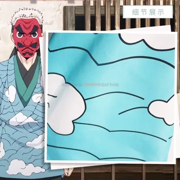 Demon Slayer Kimetsu ne Yaiba Kamado Tanjirou Urokodaki Sakonji Anime Cosplay Kostum Kimono Nebo Modro Uniformo