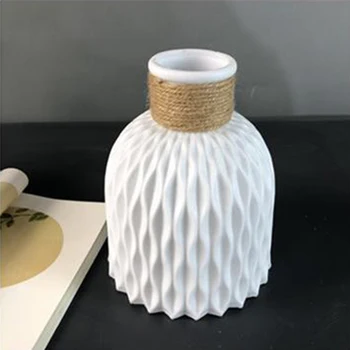 Imitacija Keramične in Plastične Vaza Cvetlični lonček Dekoracijo Rattan, kot Pas Vaza Nezlomljiv Košarica Domov Poroko Ornament