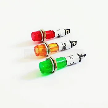 LED 7mm luknjo 5PCS Kovinski plastični Indikator zasveti, nepremočljiva Signalna luč 12V 24V 220v brez žice moč signala lučka LED indikacija